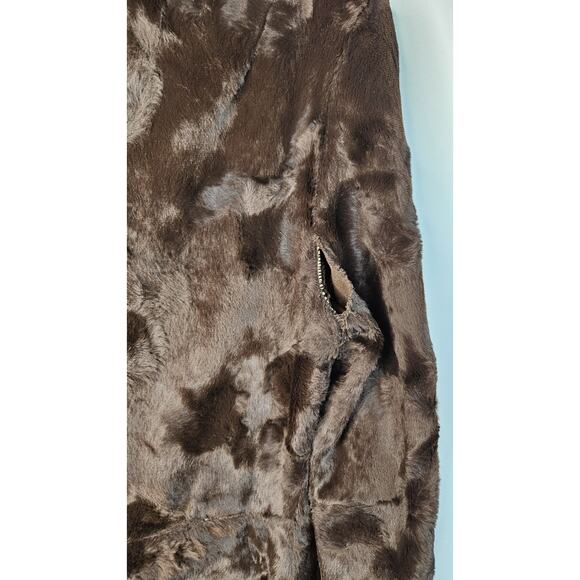 Vintage Union Made Faux Fur Coat Chocolate Brown Mod Full Length Size Small Glam - Picture 8 of 11